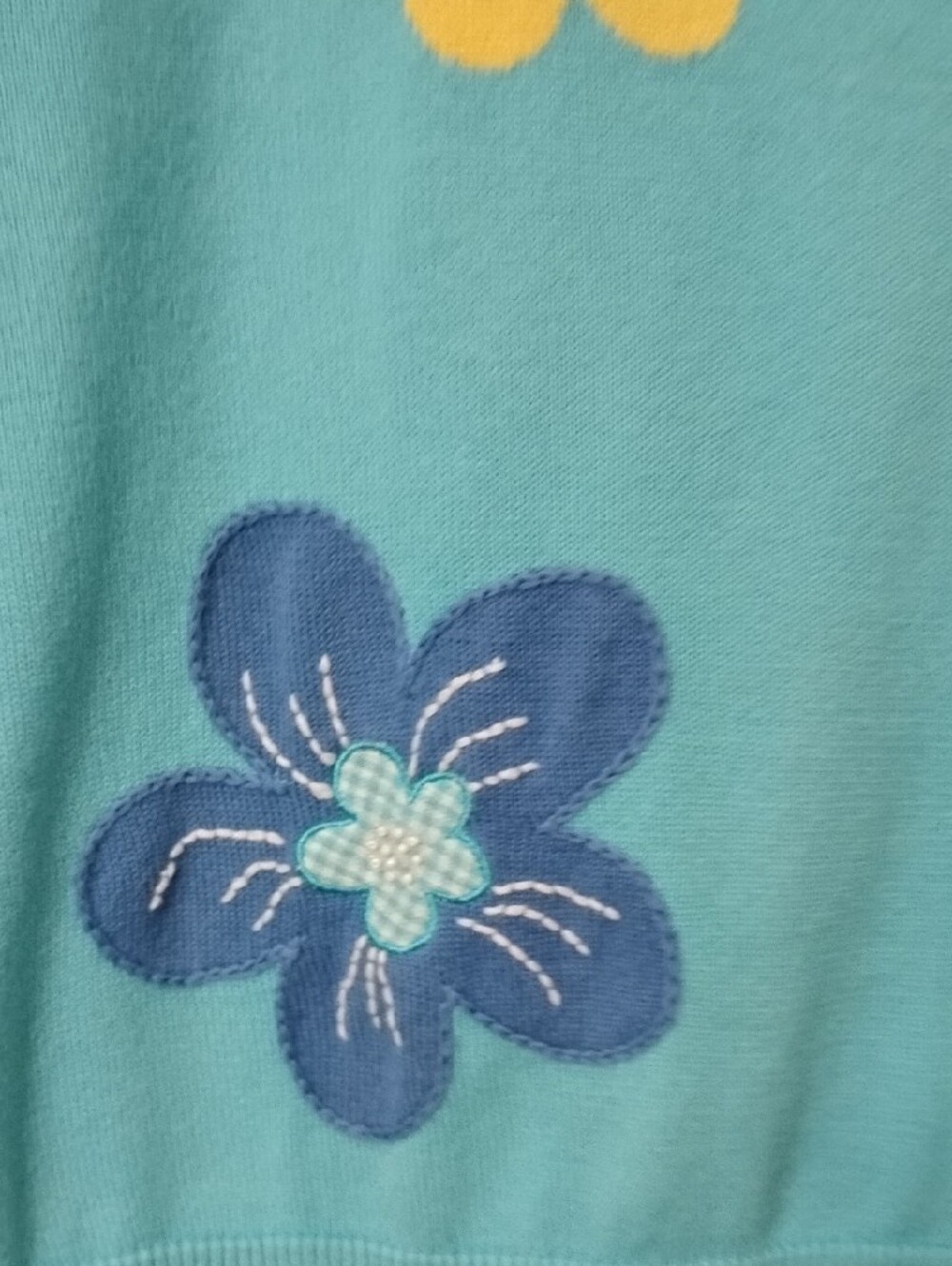 Alfred Dunner Turquoise Floral Appliqué Short Sleeve Top - Picture 5 of 12